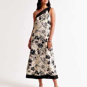 One-Shoulder Scarf Midi Dress